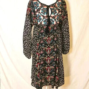 Sundance Chelsea Morning Boho  Multicolor Embroidered Floral Peasant Dress Sz S